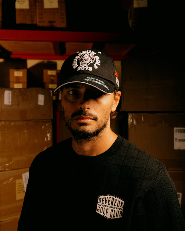 ショッカースカルミラノリブアイレットクルーニット 075754703-BLACK