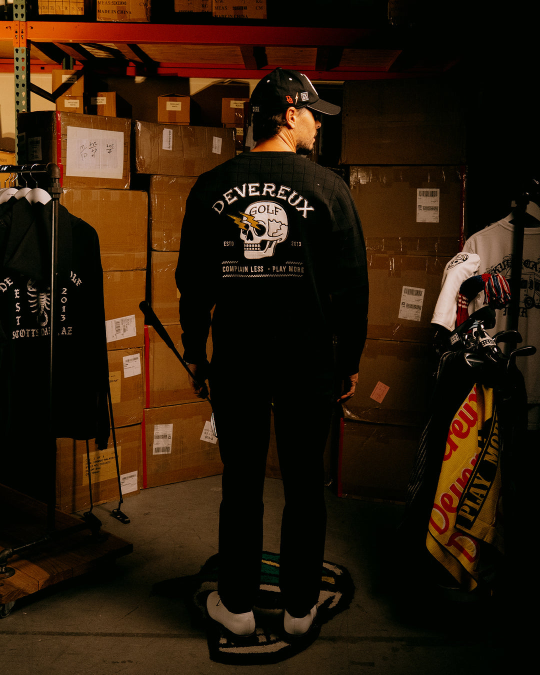 ショッカースカルミラノリブアイレットクルーニット 075754703-BLACK