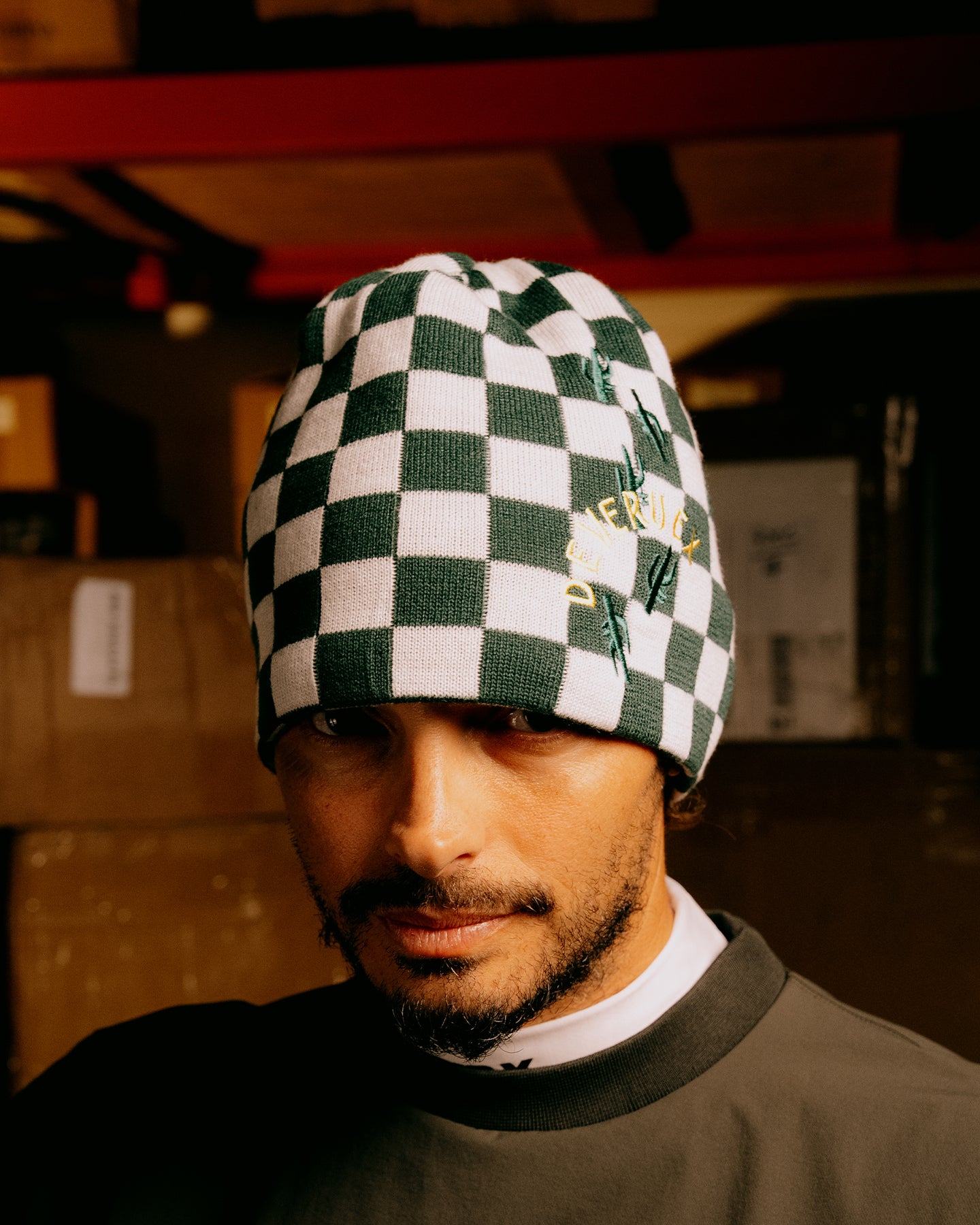 チェッカーフラッグカクタスビーニー 075754806-GREEN