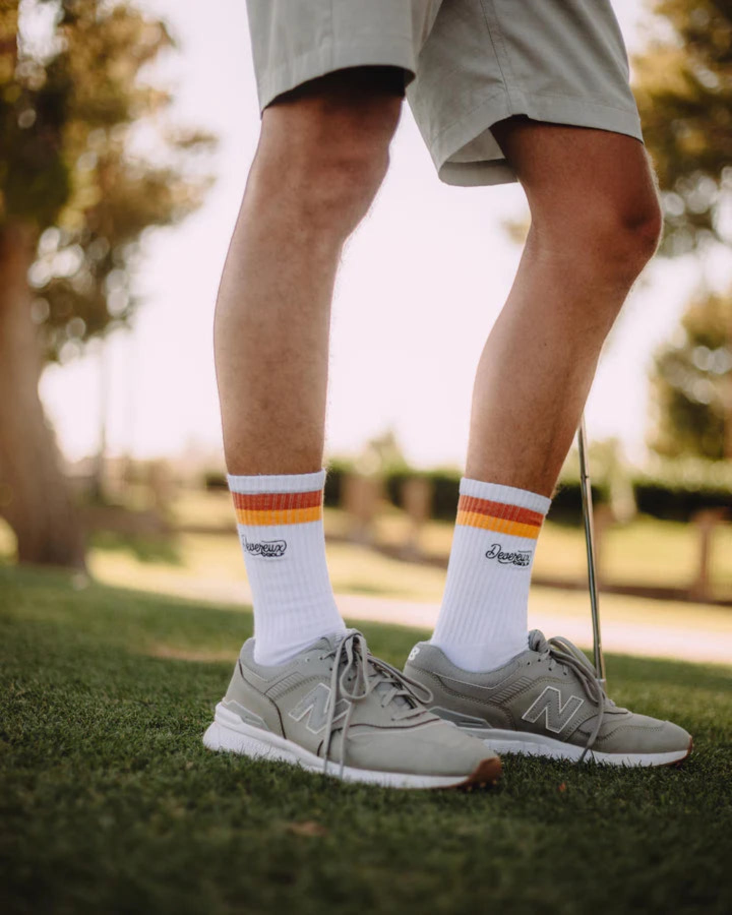 MEN Script Crew Socks 763474828-WHITE