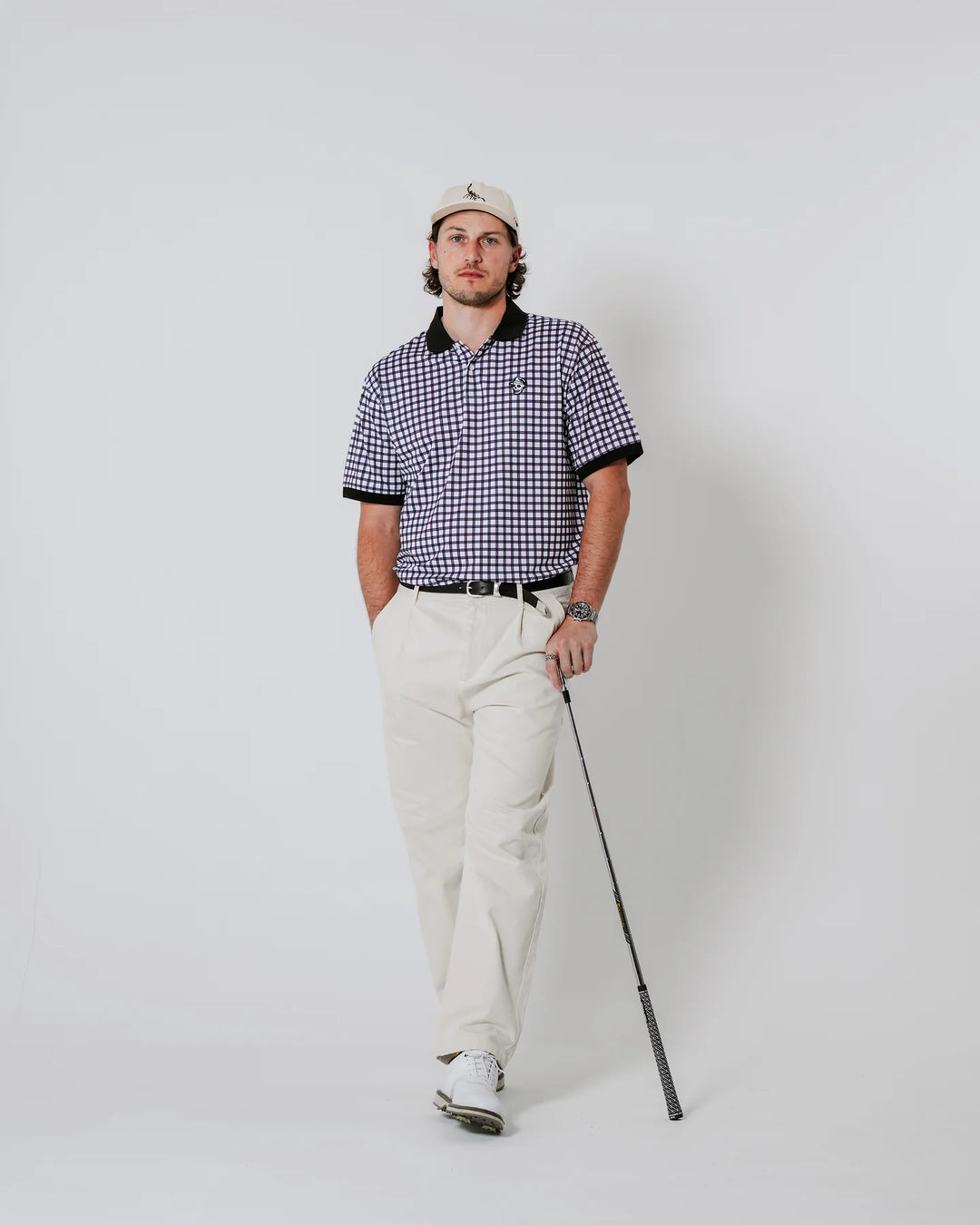 Gingham Polo 075362032-BLACK/WHITE