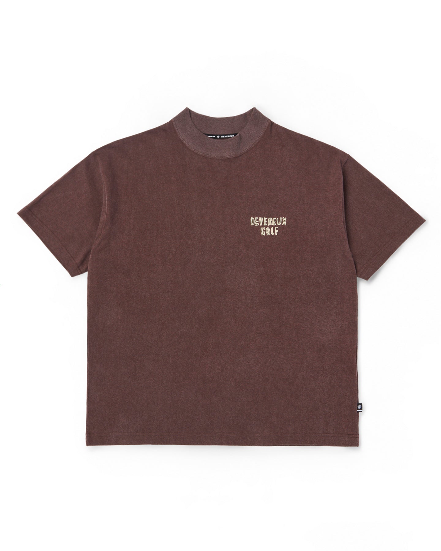 デヴァローゴルフ オーバーサイズ Mサイズ モックネック Tシャツ ブラウン デヴァローゴルフ オーバーサイズ Mサイズ モックネック Tシャツ