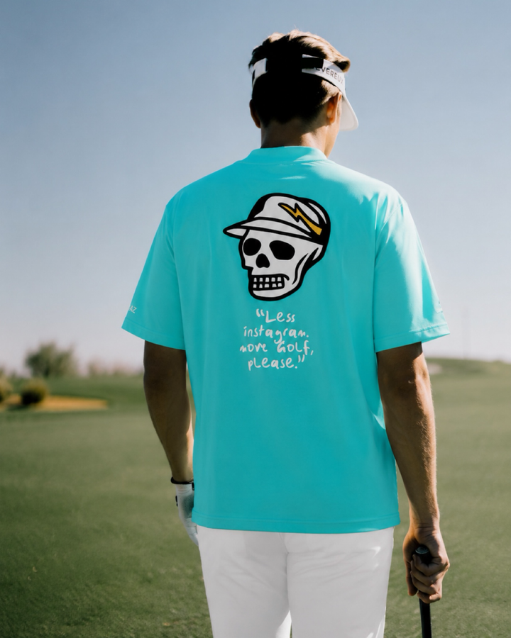 DVG SKULL CADDIE MOCK TEE 075762033-TURQUOISE