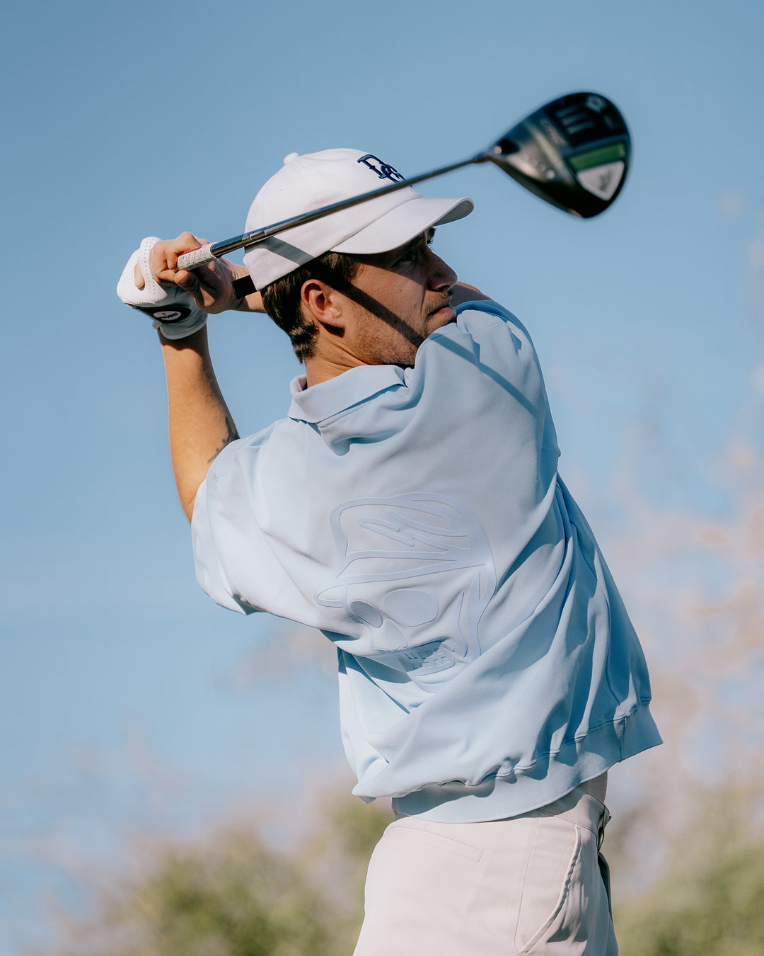 DVG TECH-SKULL CADDIE POLO 075762015-POWDER BLUE