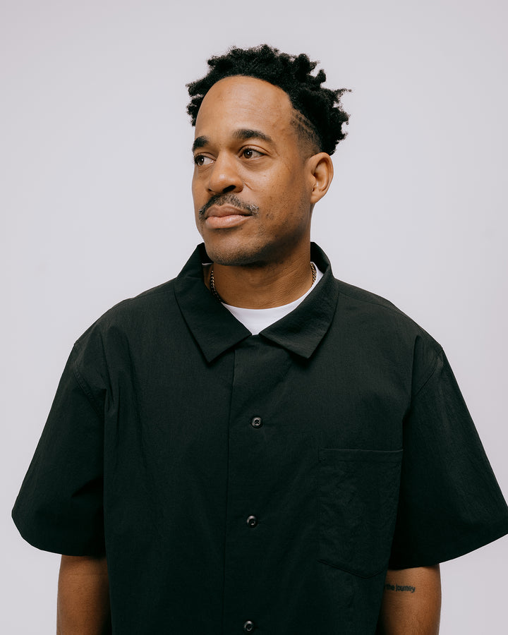 DVG Wrinkle Stretch OPEN collar SHIRT 075762202-BLACK