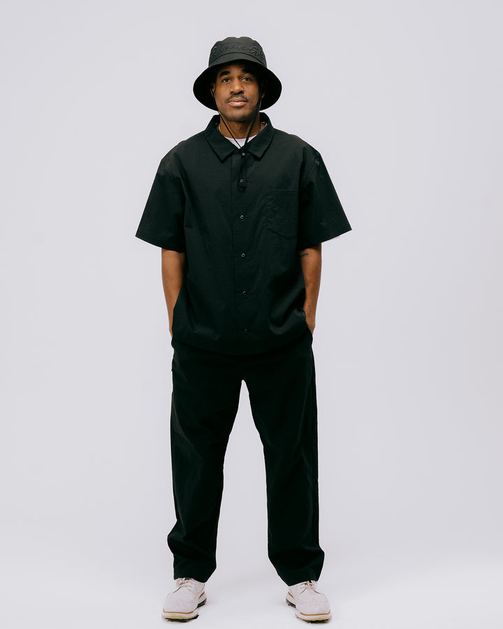 DVG Wrinkle Stretch OPEN collar SHIRT 075762202-BLACK