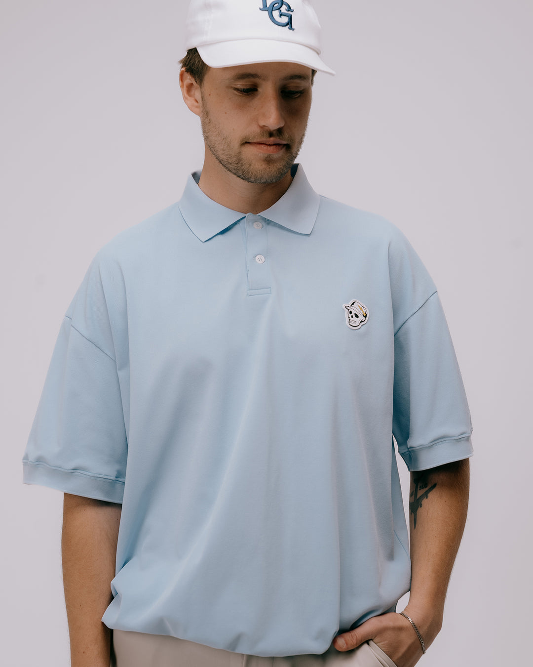 DVG TECH-SKULL CADDIE POLO 075762015-POWDER BLUE
