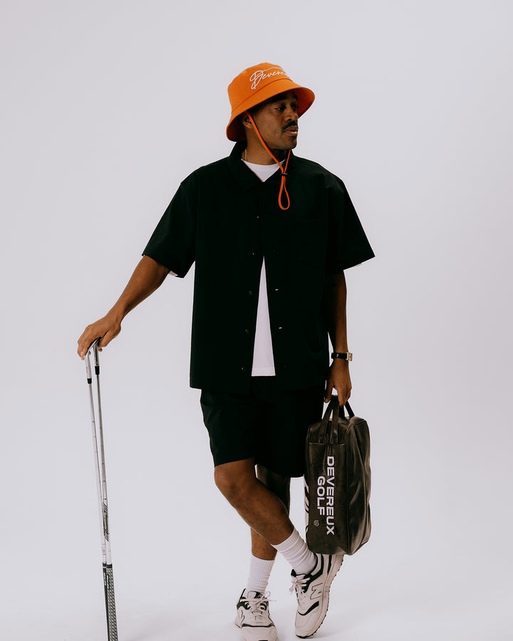 DVG Wrinkle Stretch OPEN collar SHIRT 075762202-BLACK