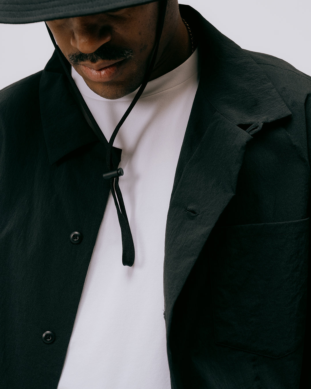 DVG Wrinkle Stretch OPEN collar SHIRT 075762202-BLACK