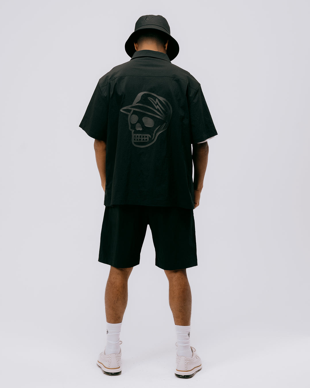 DVG Wrinkle Stretch OPEN collar SHIRT 075762202-BLACK