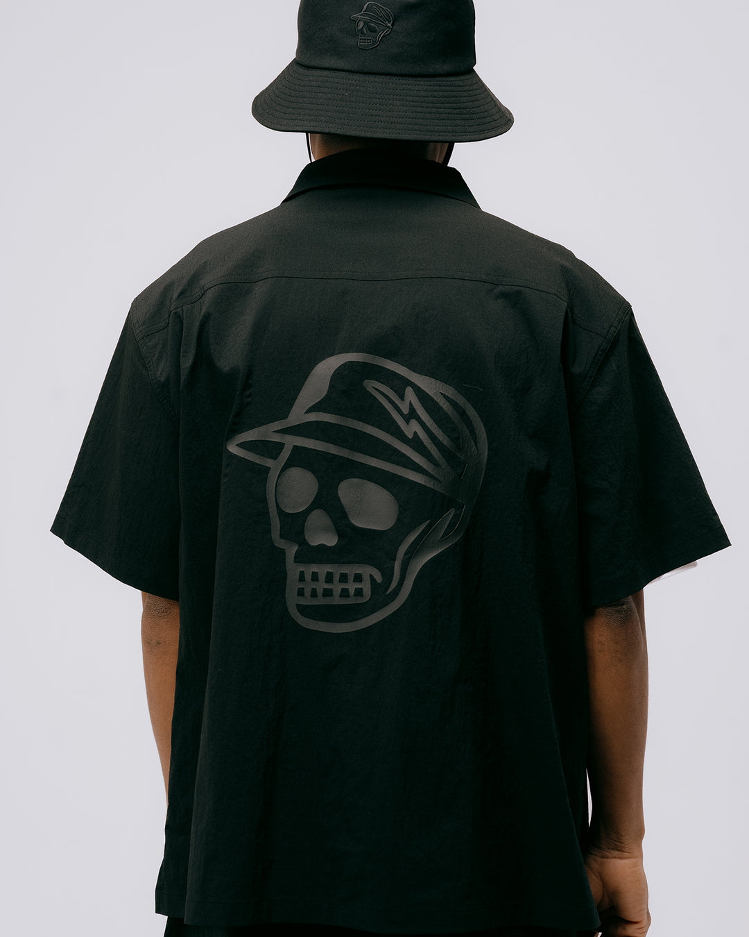 DVG Wrinkle Stretch OPEN collar SHIRT 075762202-BLACK