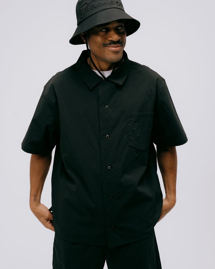 DVG Wrinkle Stretch OPEN collar SHIRT 075762202-BLACK