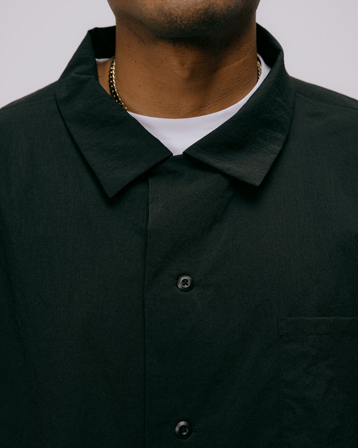 DVG Wrinkle Stretch OPEN collar SHIRT 075762202-BLACK