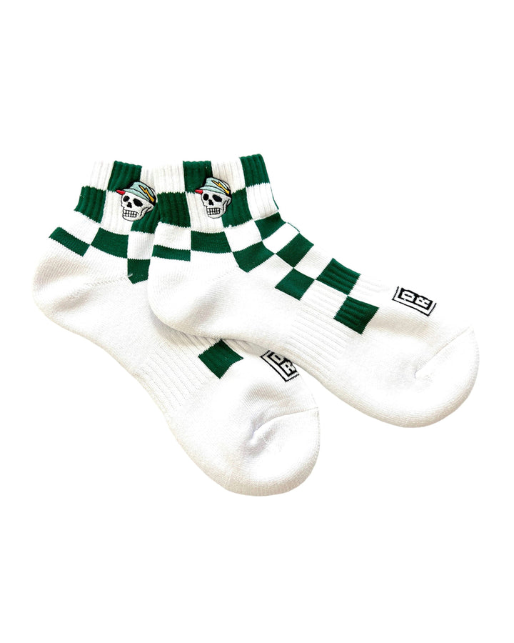 WOMEN FLAG CHECK SHORT Socks 763472805-WHITE/GREEN