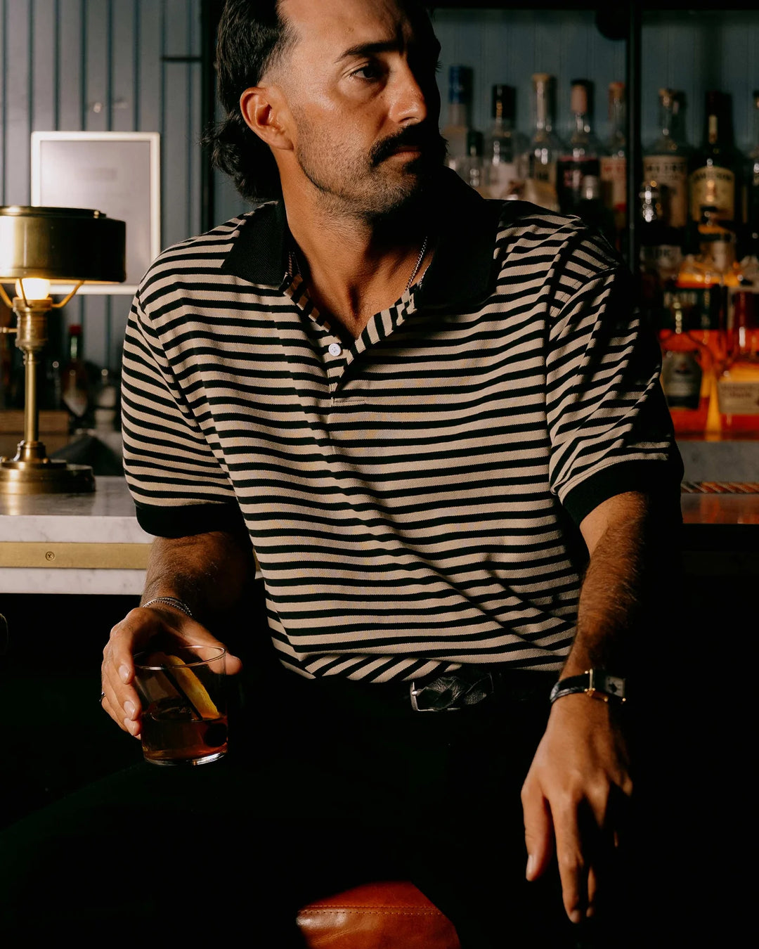 Camelback Polo 075362013-Black / Mushroom Stripe