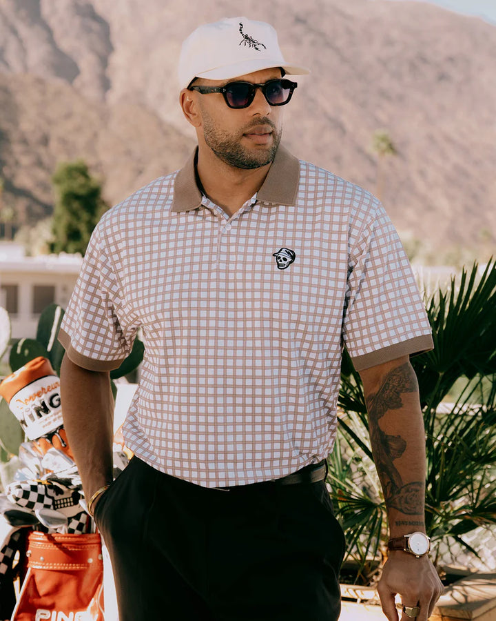 Gingham Polo 075362032-Greige / White