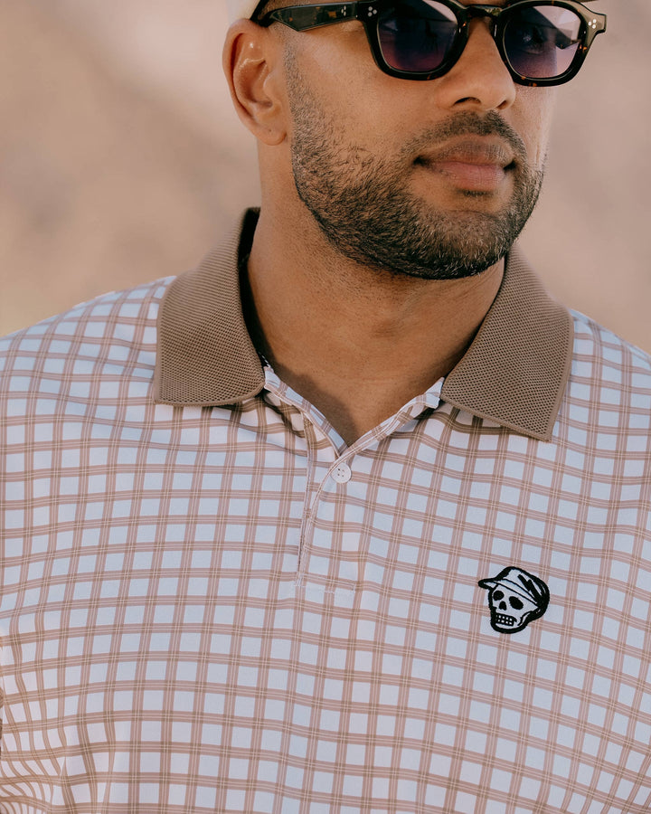 Gingham Polo 075362032-Greige / White