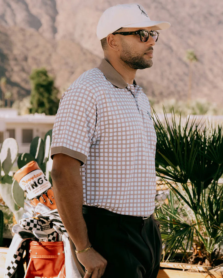 Gingham Polo 075362032-Greige / White