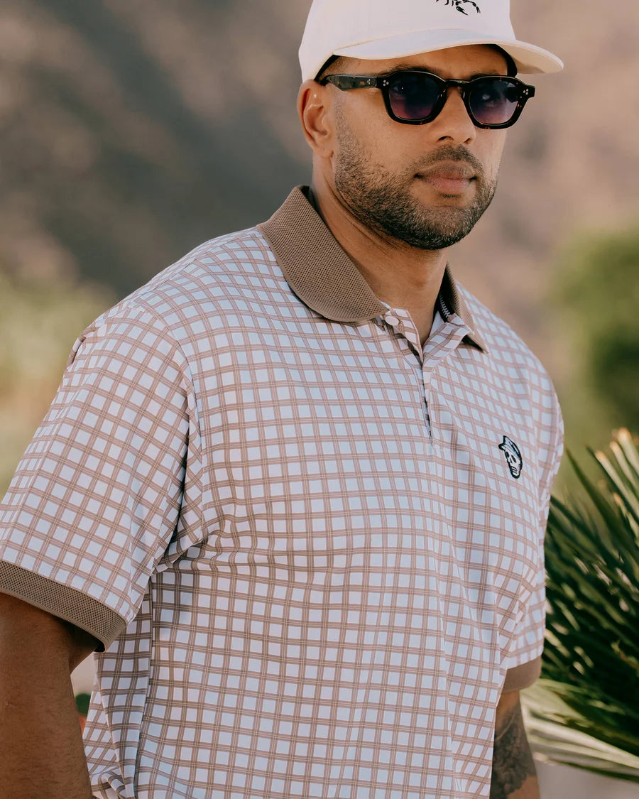Gingham Polo 075362032-Greige / White