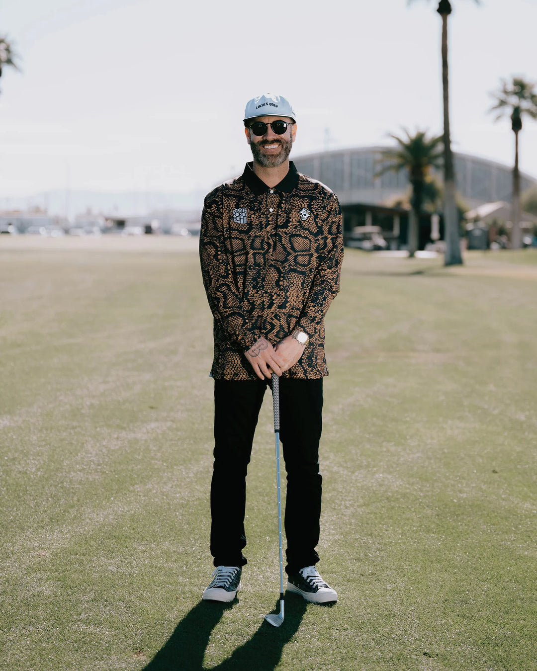 Rattlesnake Long Sleeve Polo 763532012-BLACK