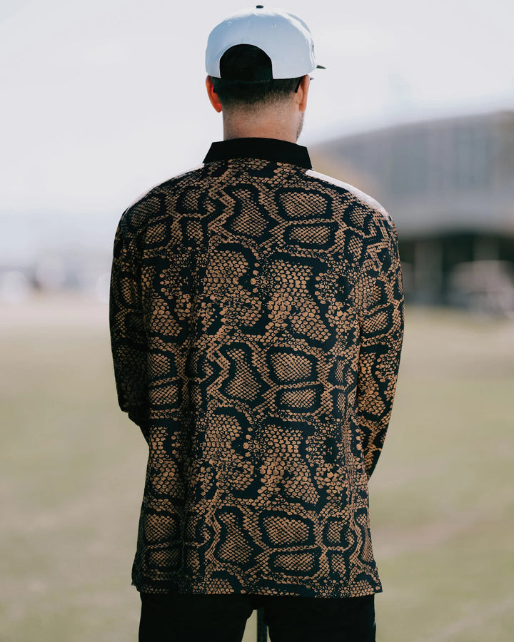 Rattlesnake Long Sleeve Polo 763532012-BLACK