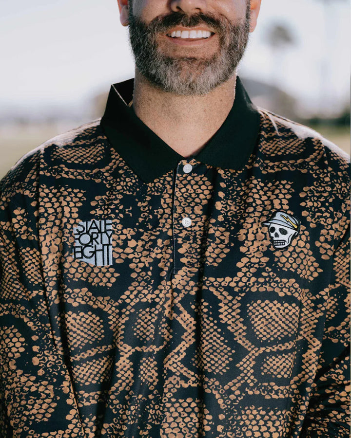 Rattlesnake Long Sleeve Polo 763532012-BLACK