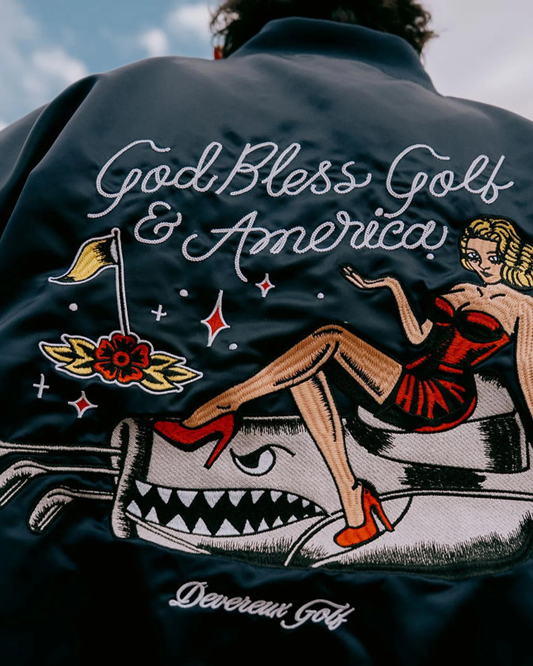 God Bless America Bomber Jacket 075364101-NAVY