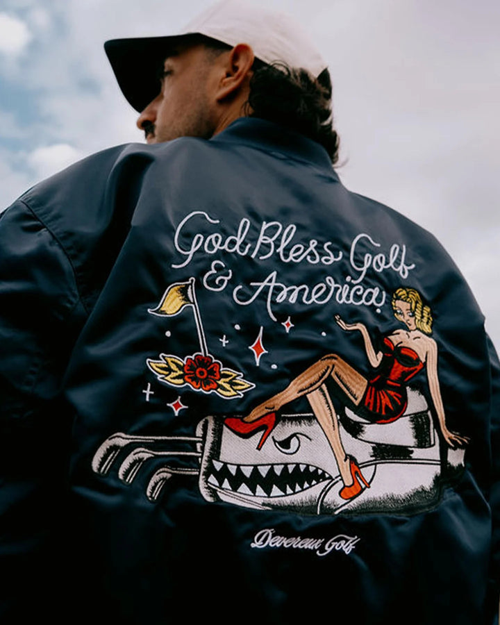 God Bless America Bomber Jacket 075364101-NAVY