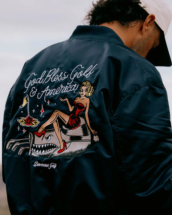 God Bless America Bomber Jacket 075364101-NAVY