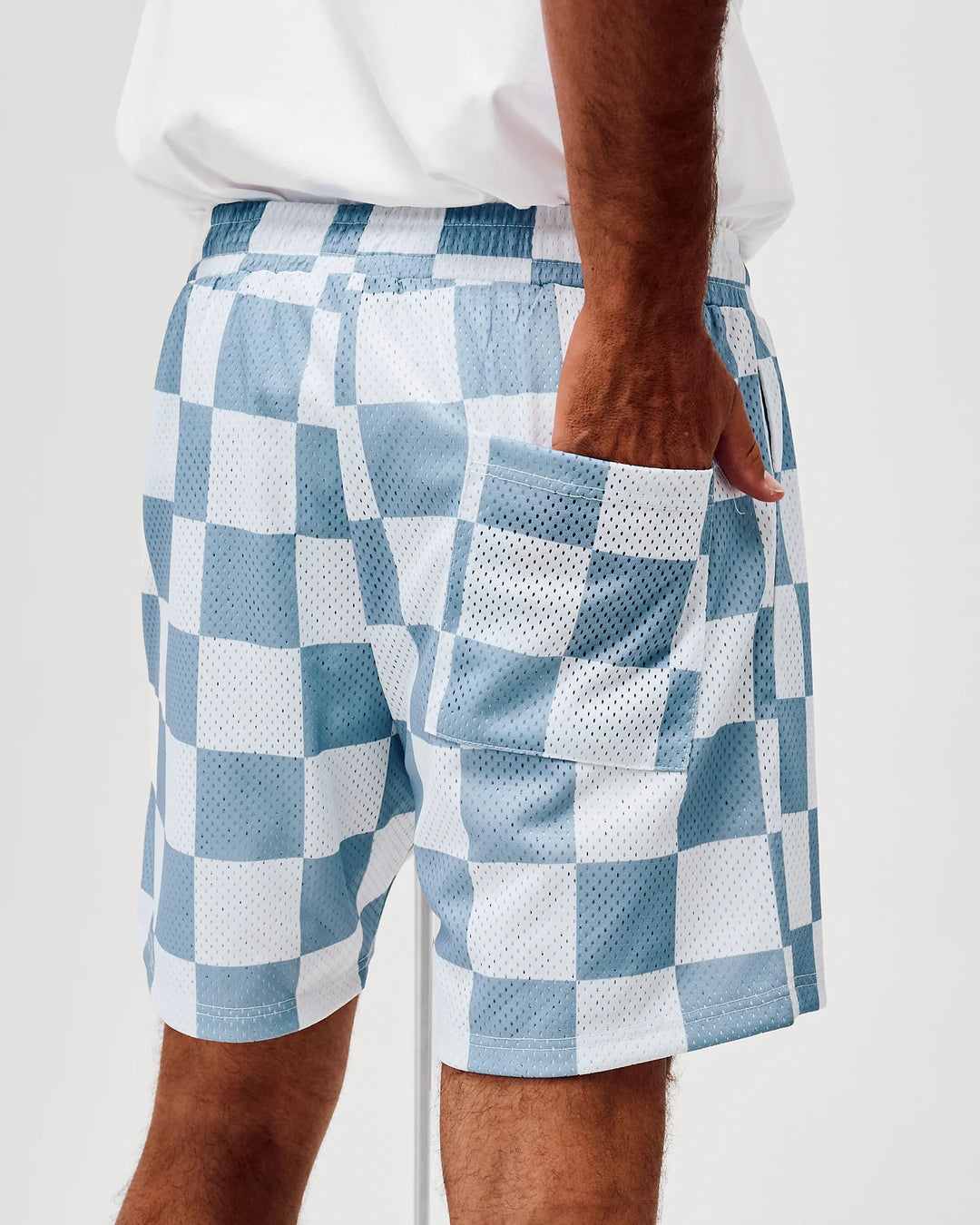 Printed Golf Mesh Short 075362402-Marine Layer Checker