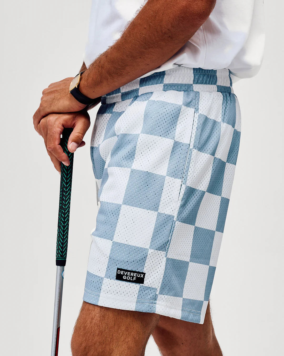 Printed Golf Mesh Short 075362402-Marine Layer Checker