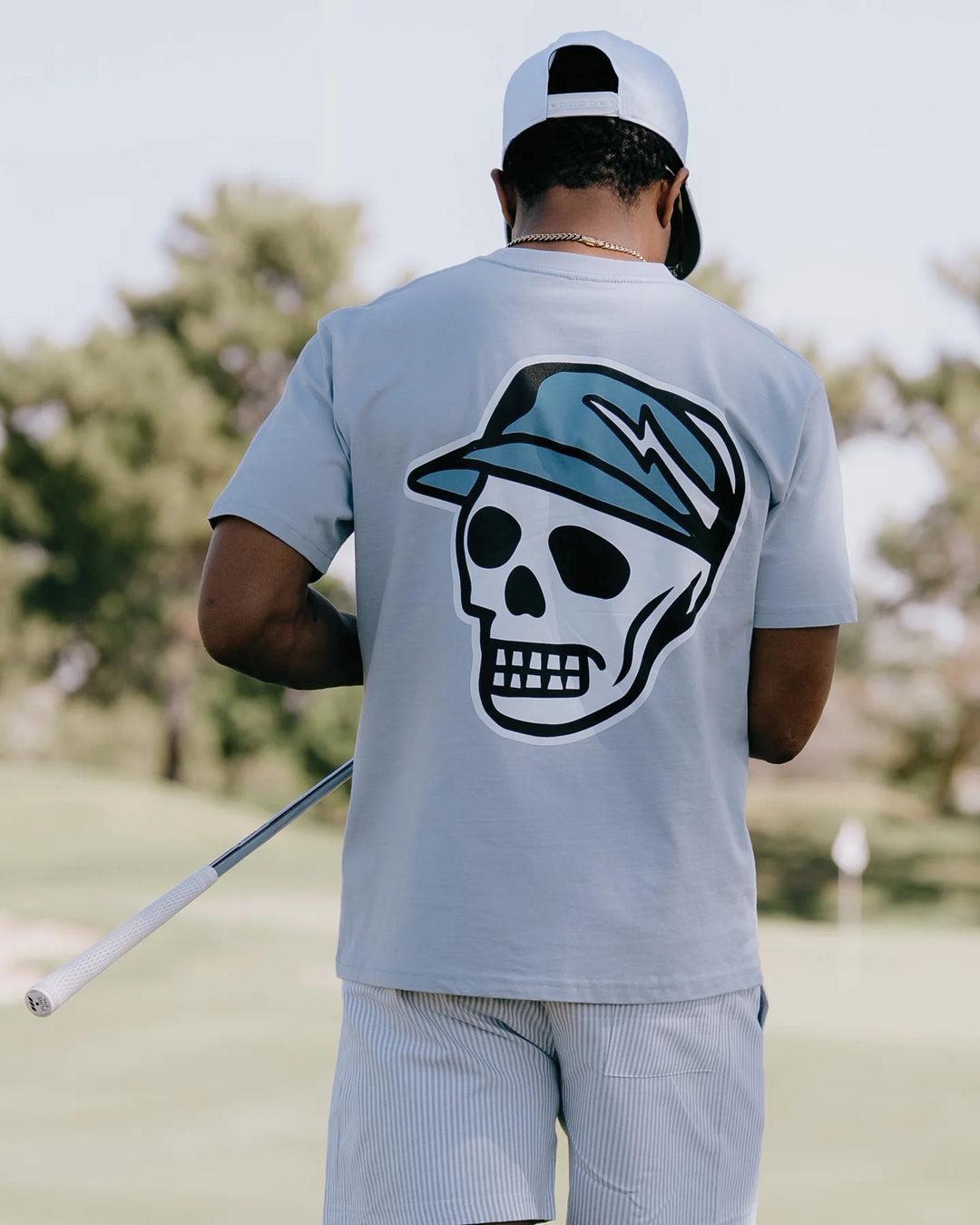 Script Skull Tee 075362001-POWDER BLUE