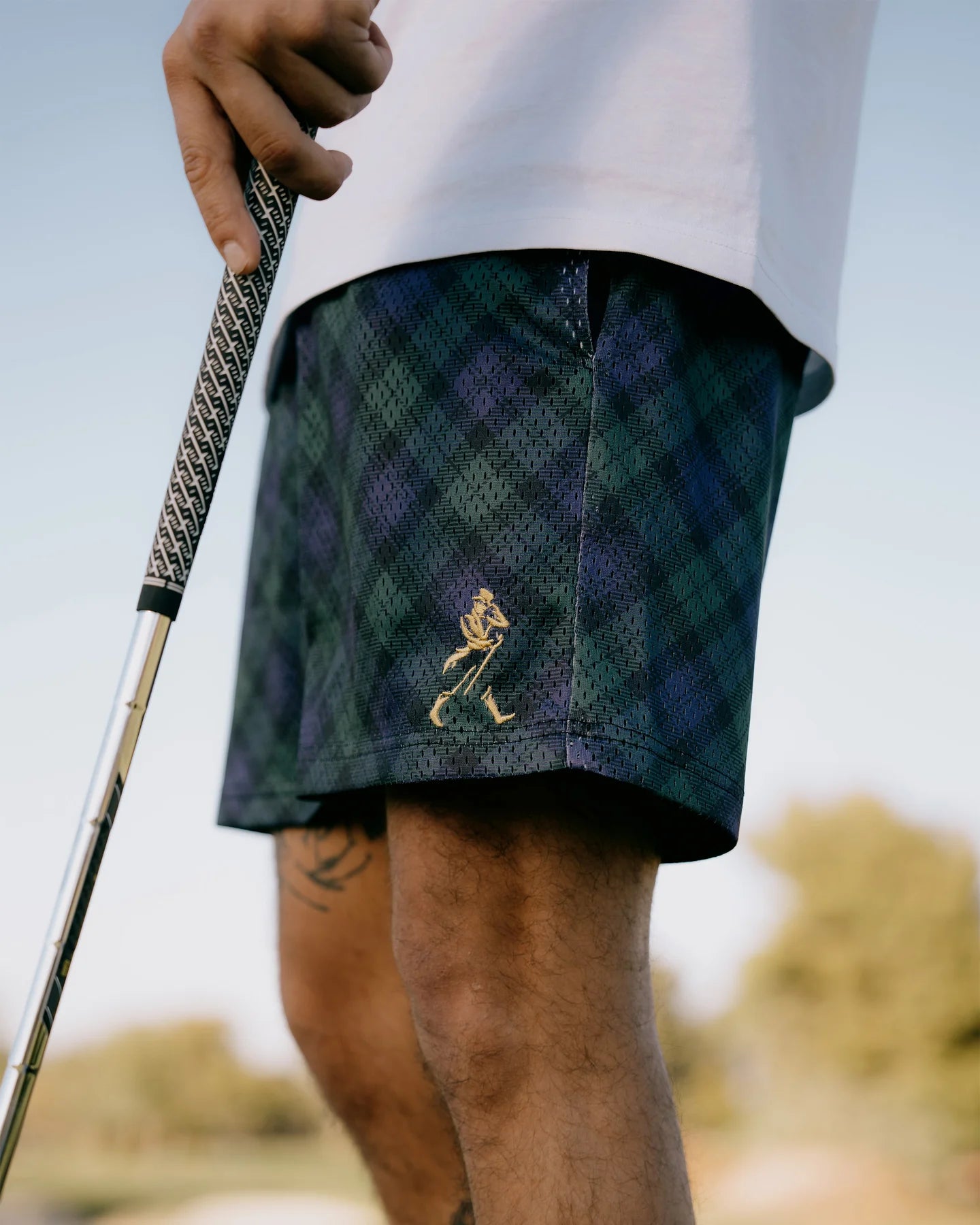 Johnnie Walker Mesh Tartan Short 763532400-BLUE/GREEN