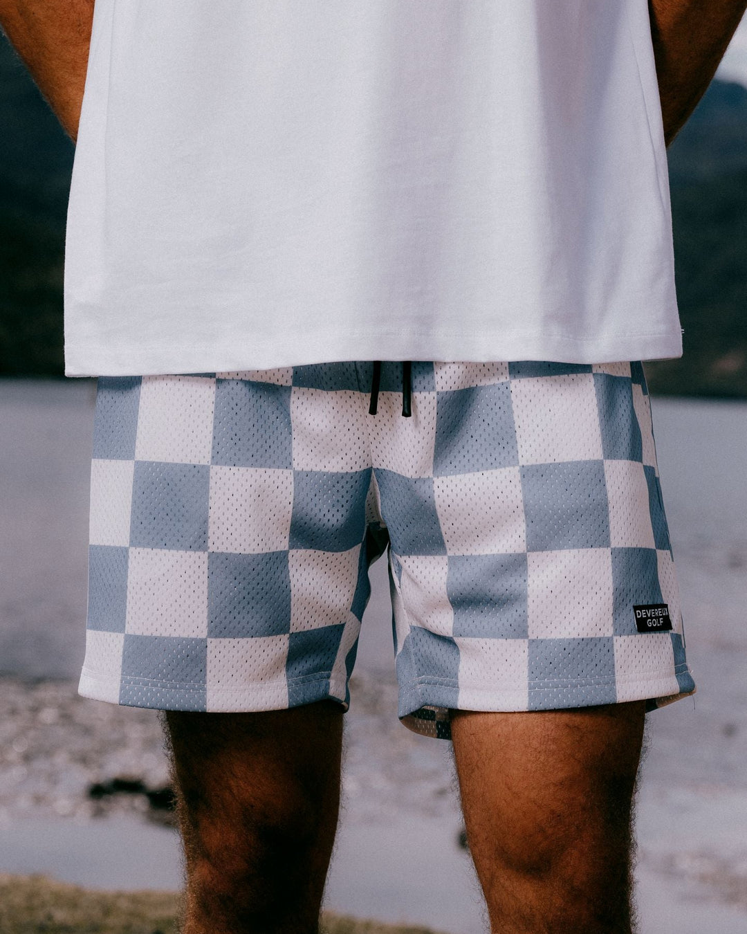 Printed Golf Mesh Short 075362402-Marine Layer Checker