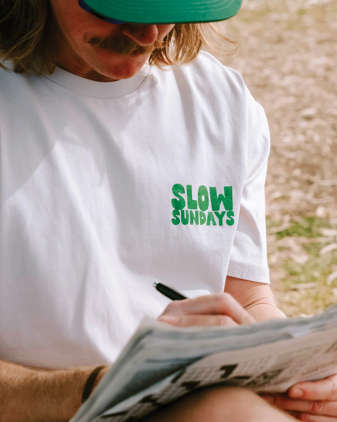 Slow Sunday Tee 075352008-BONE