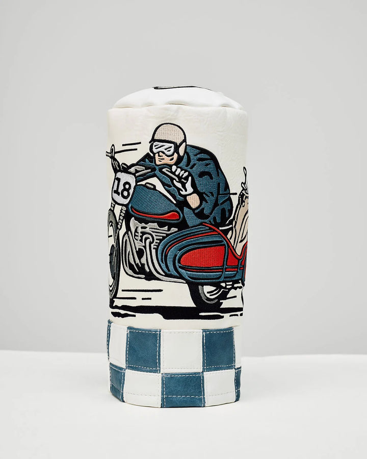 Checkered Sidecar Driver Barrel Cover 075364838-WHITE