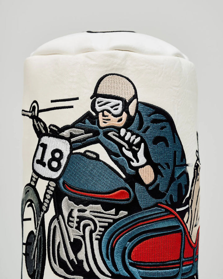 Checkered Sidecar Driver Barrel Cover 075364838-WHITE