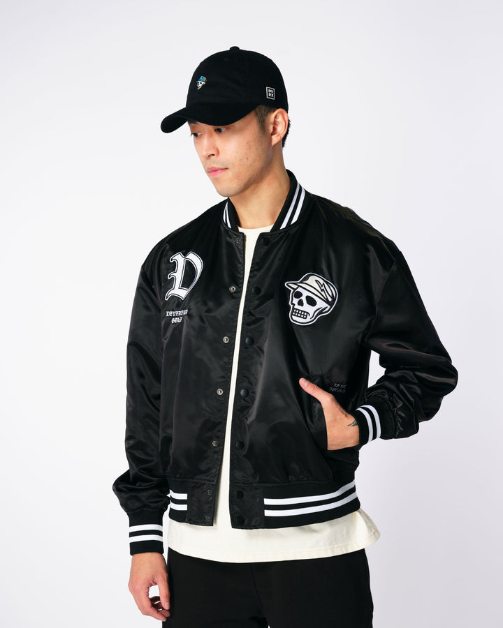 Satin Black Bomber Jacket 763432103-BLACK