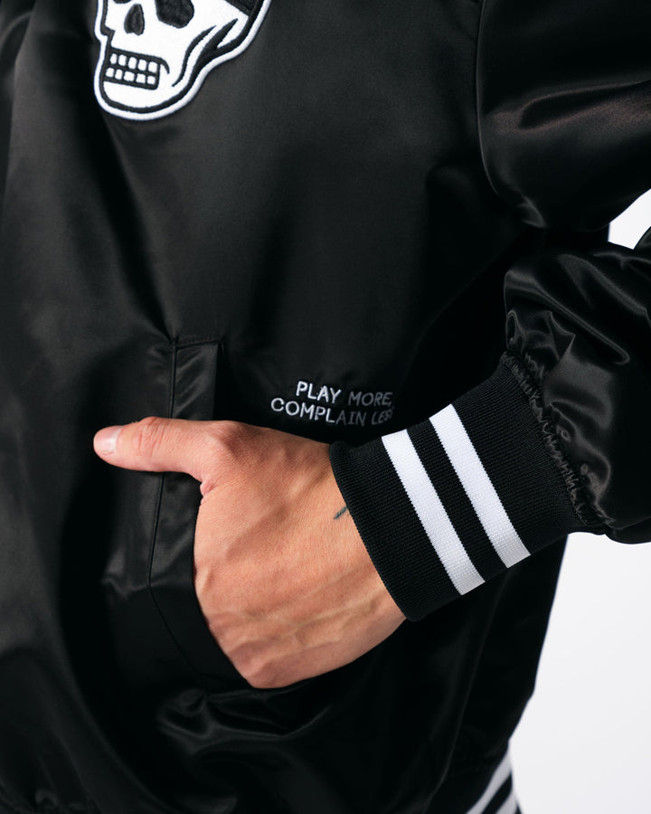 Satin Black Bomber Jacket 763432103-BLACK