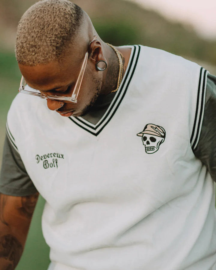 Skull Icon Sweater Vest 763432701 WHITE