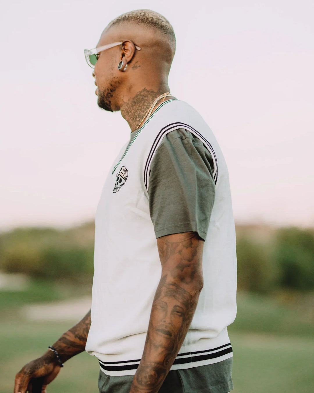 Skull Icon Sweater Vest 763432701 WHITE