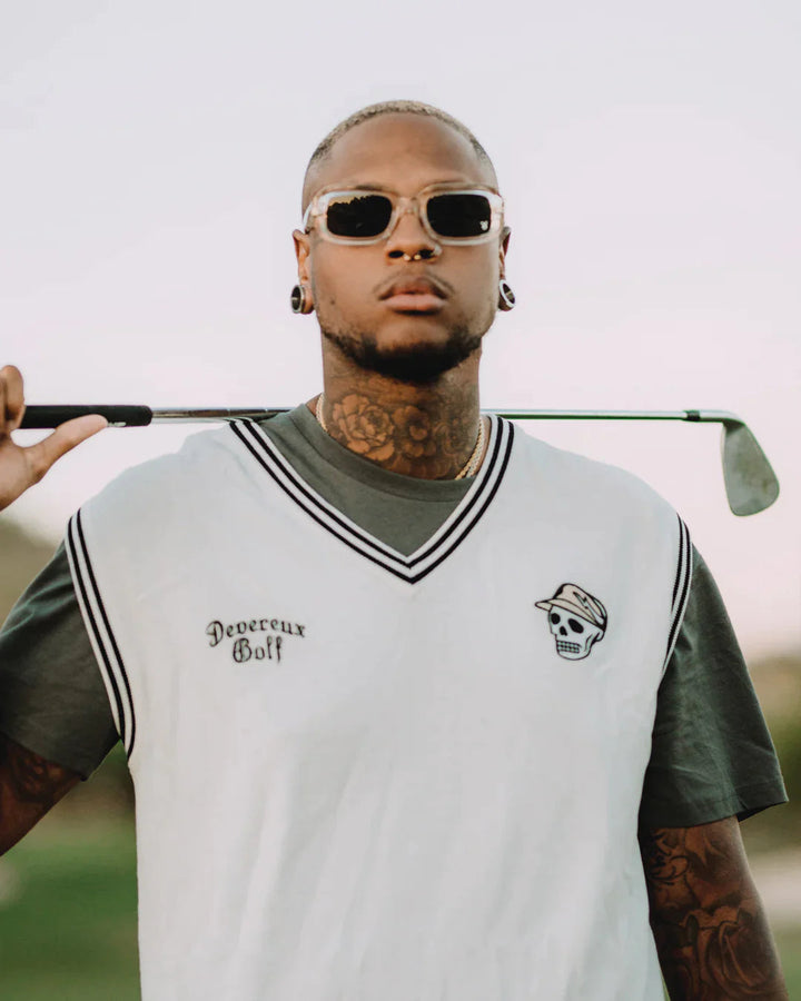 Skull Icon Sweater Vest 763432701 WHITE