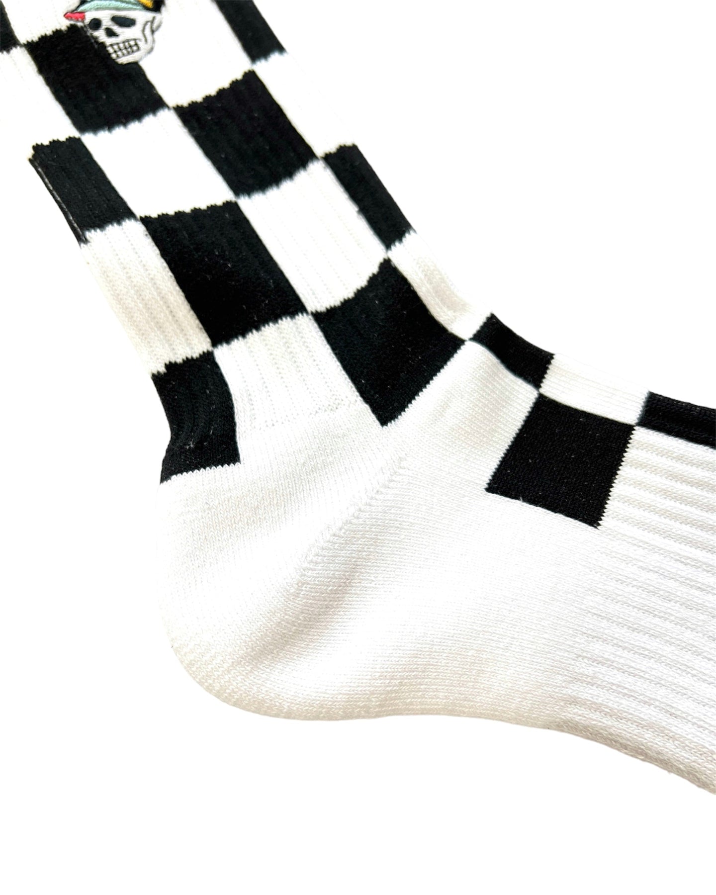 WOMEN  FLAG CHECK REGULAR SOCKS 763472806-WHITE/BLACK