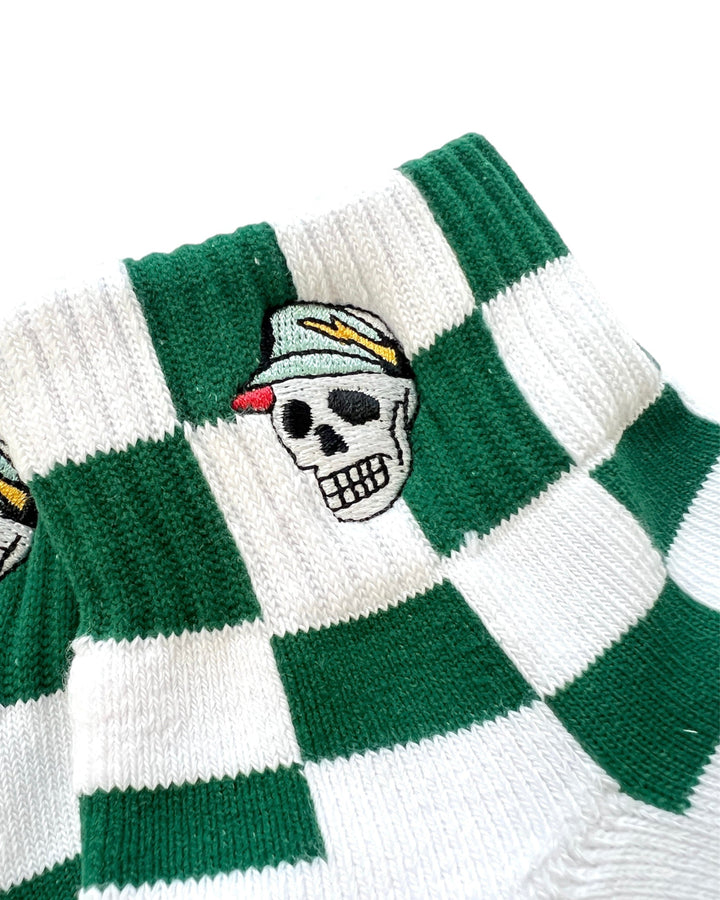 WOMEN FLAG CHECK SHORT Socks 763472805-WHITE/GREEN