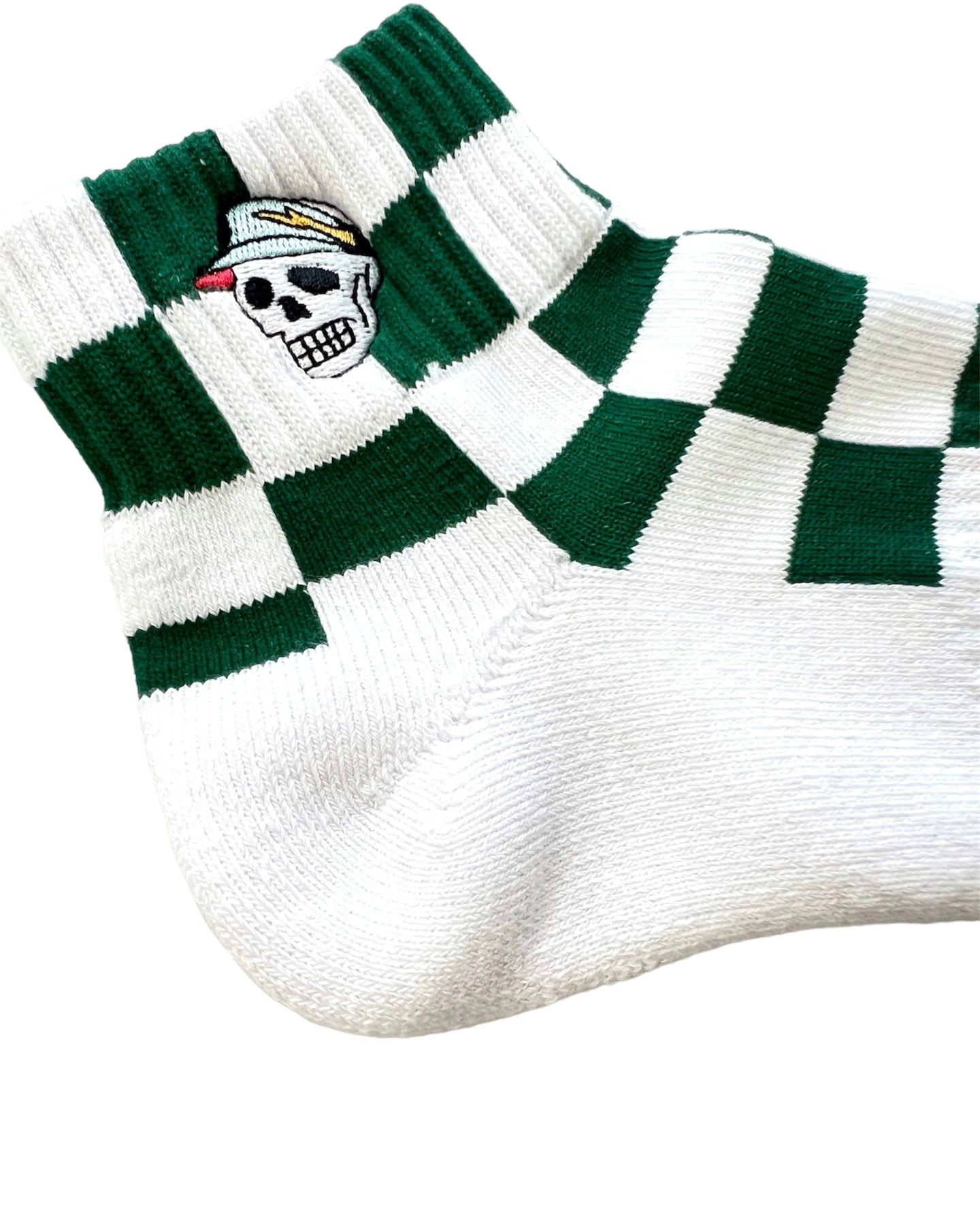 WOMEN FLAG CHECK SHORT SOCKS 763472805-WHITE/GREEN